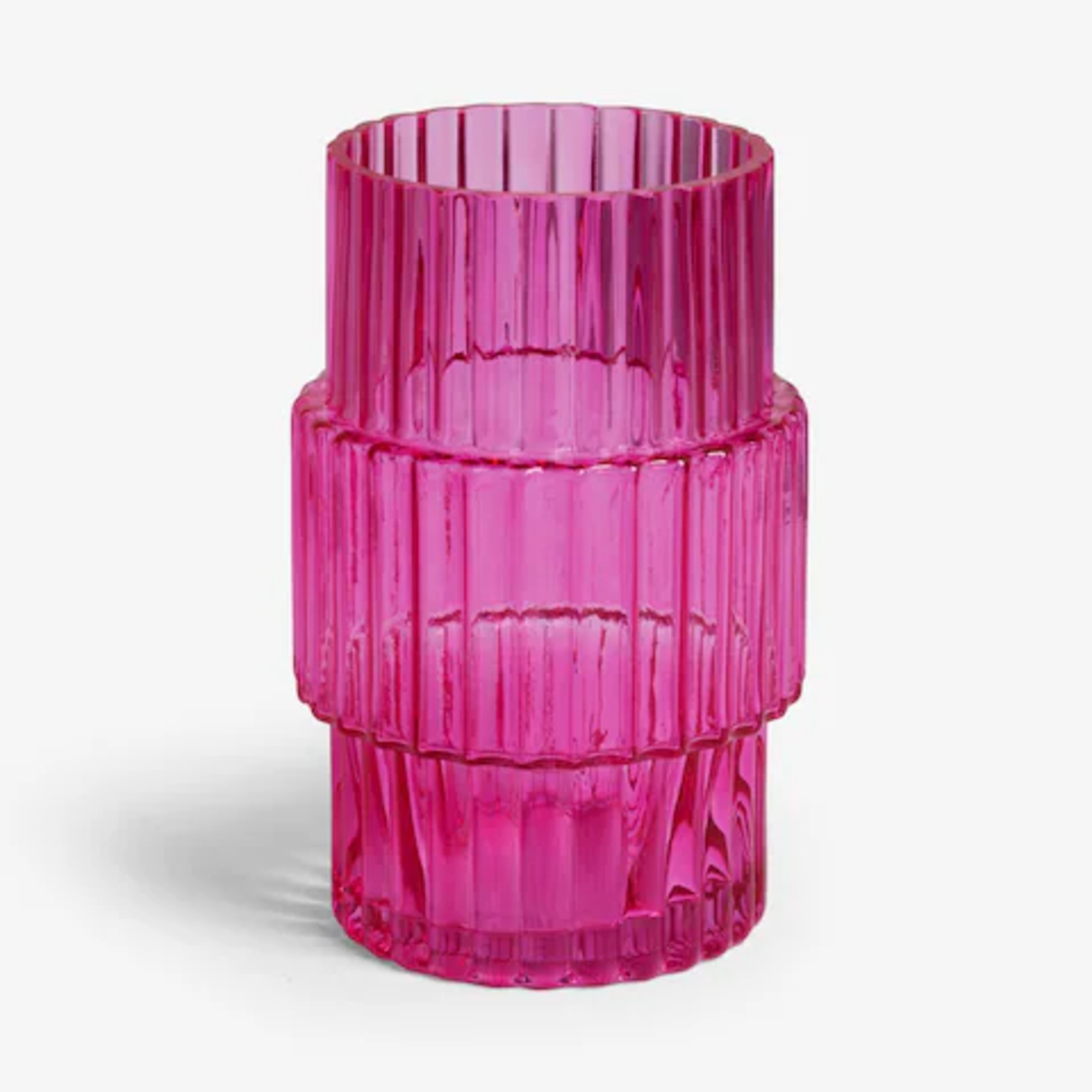 Next Pink Small Ribbed Glass Vase