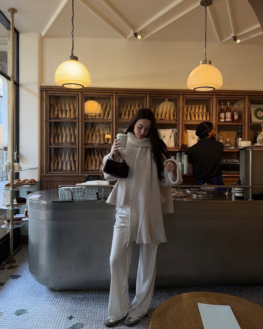 woman wearing winter scarf outfit 2025