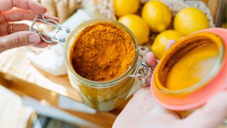 Turmeric in glass jar