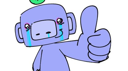 Drawing of Discord monkey crying and giving a thumbs up