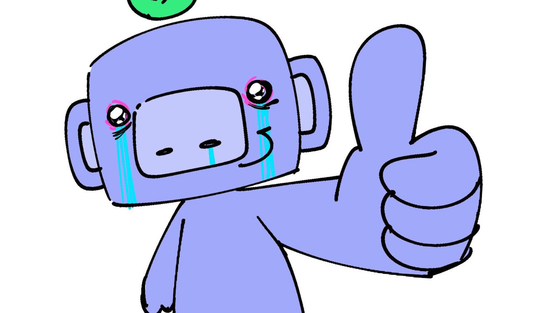 Drawing of Discord monkey crying and giving a thumbs up