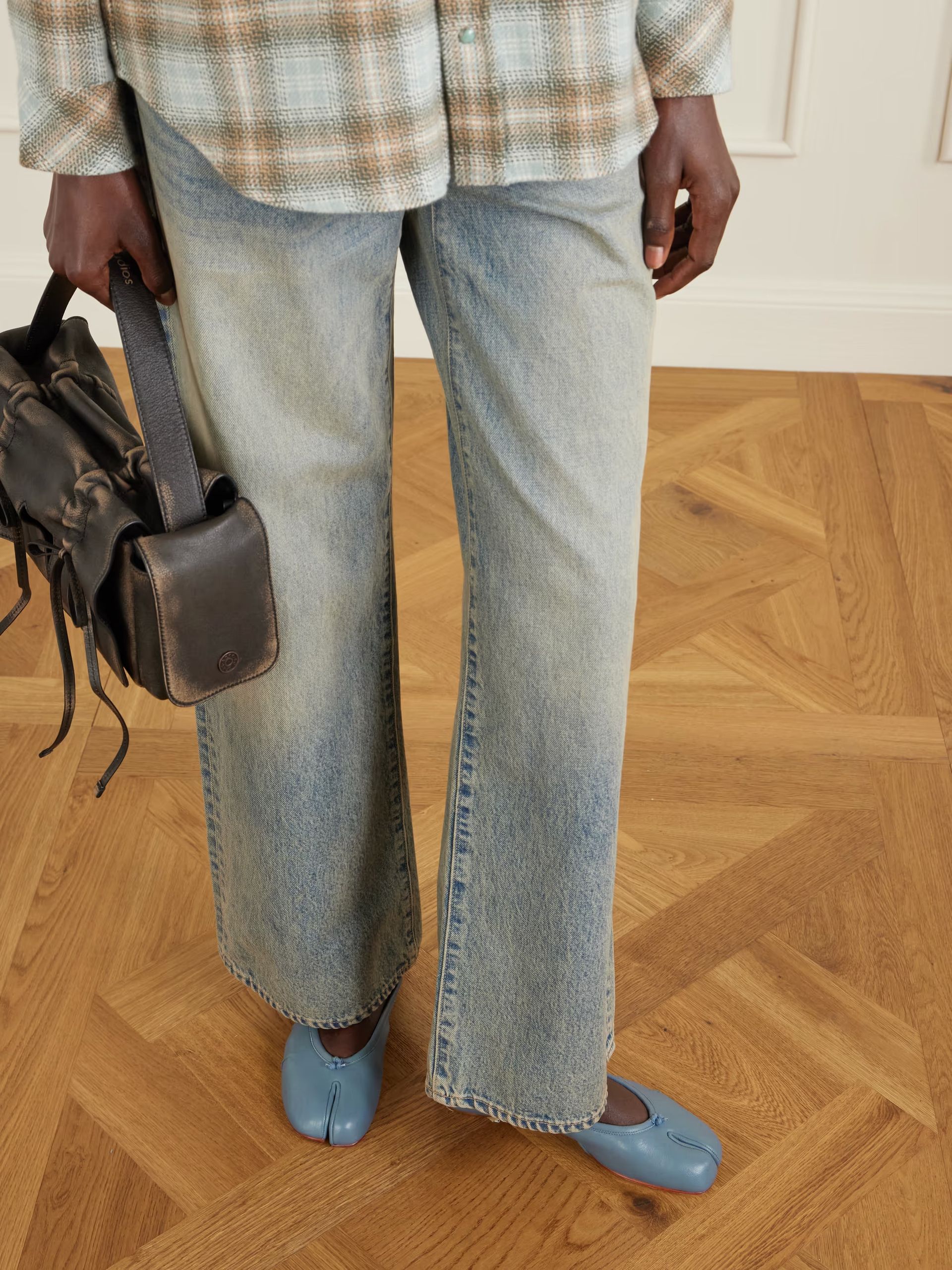 MAISON MARGIELA, Tabi split-toe textured leather ballet flats