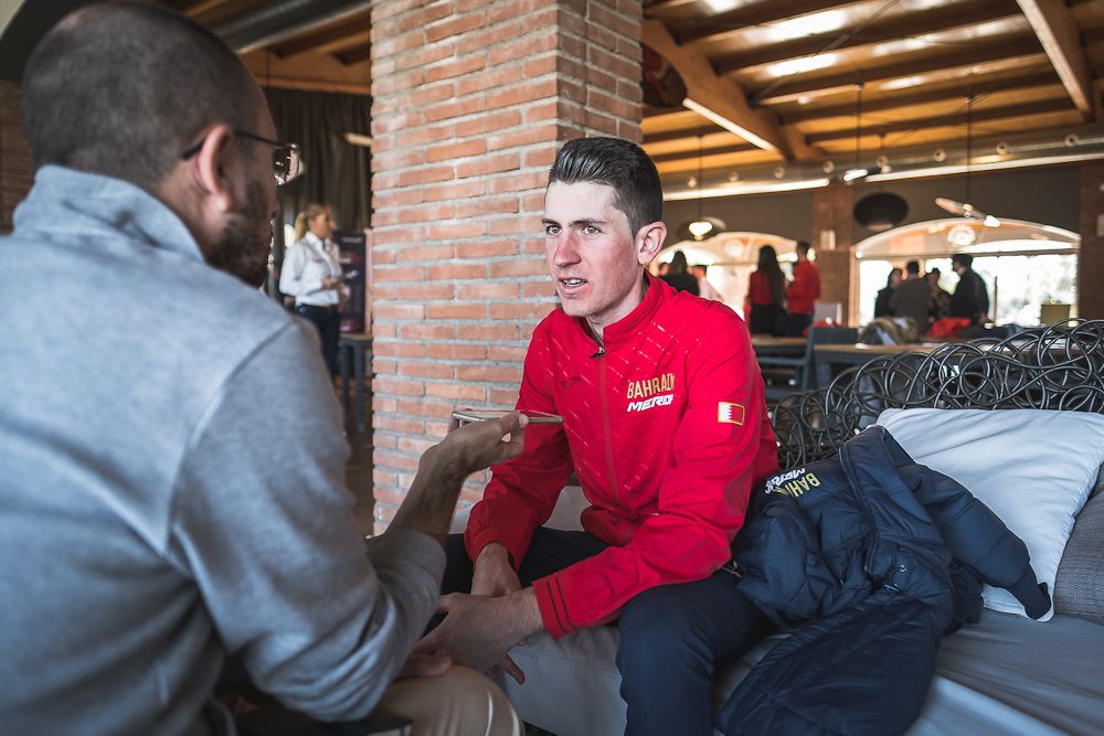 Andrea Garosio at the Bahrain-Merida press event in Catalunya
