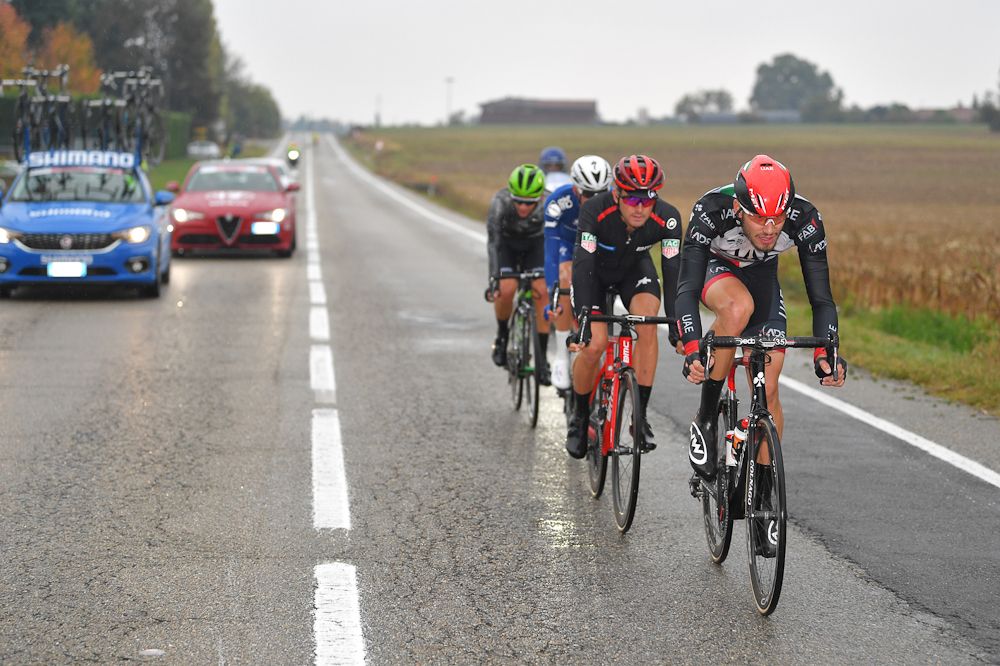 Mikkel Frolich Honore, Filippo Ganna, Joey Rosskopf and Matteo Sobrero in the Gran Piemonte breakaway