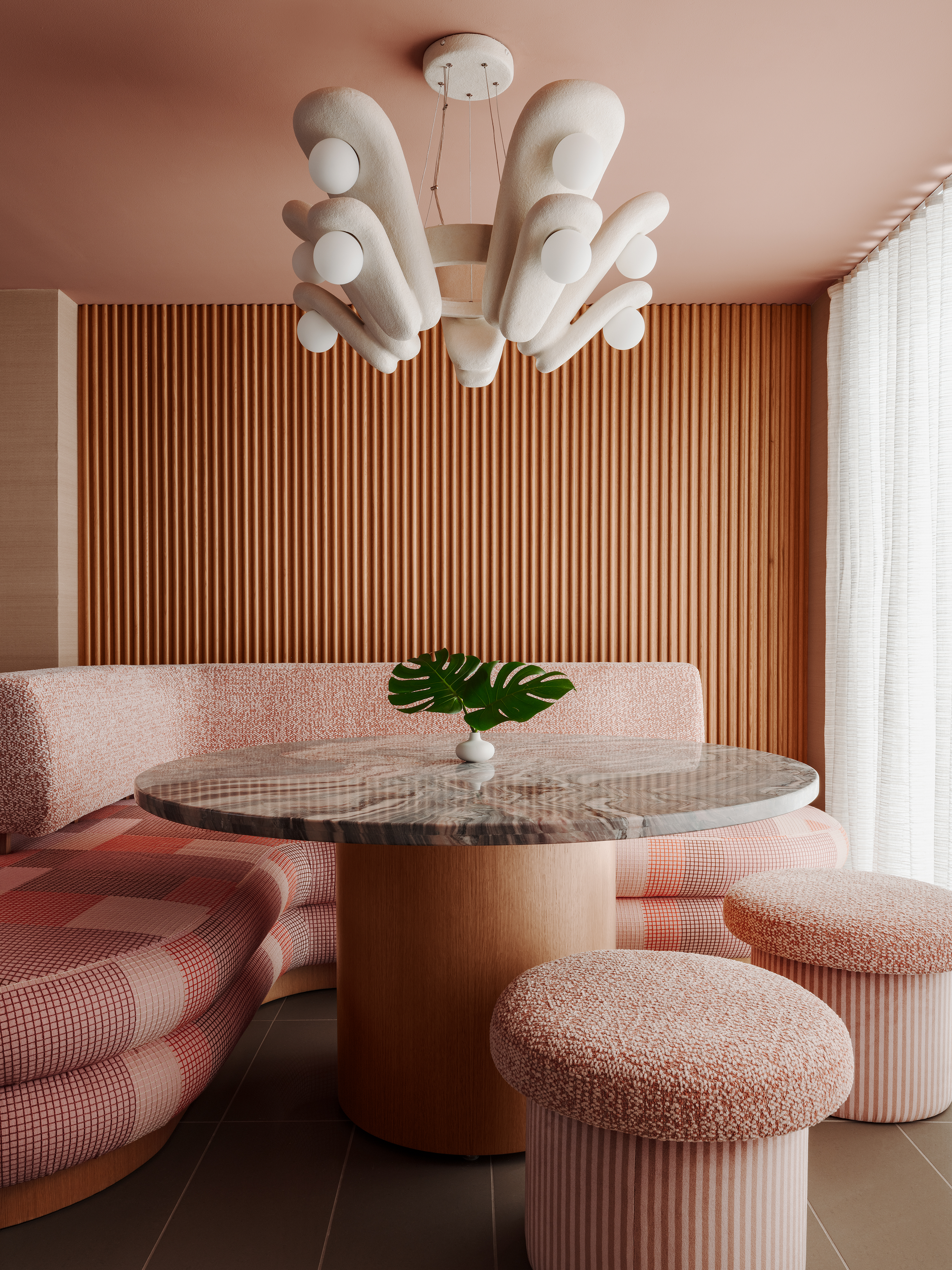 Modest dining nook with a bespoke banquette seat