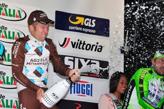 Jan Bakelants (AG2R La Mondiale) on the Gran Piemonte podium.