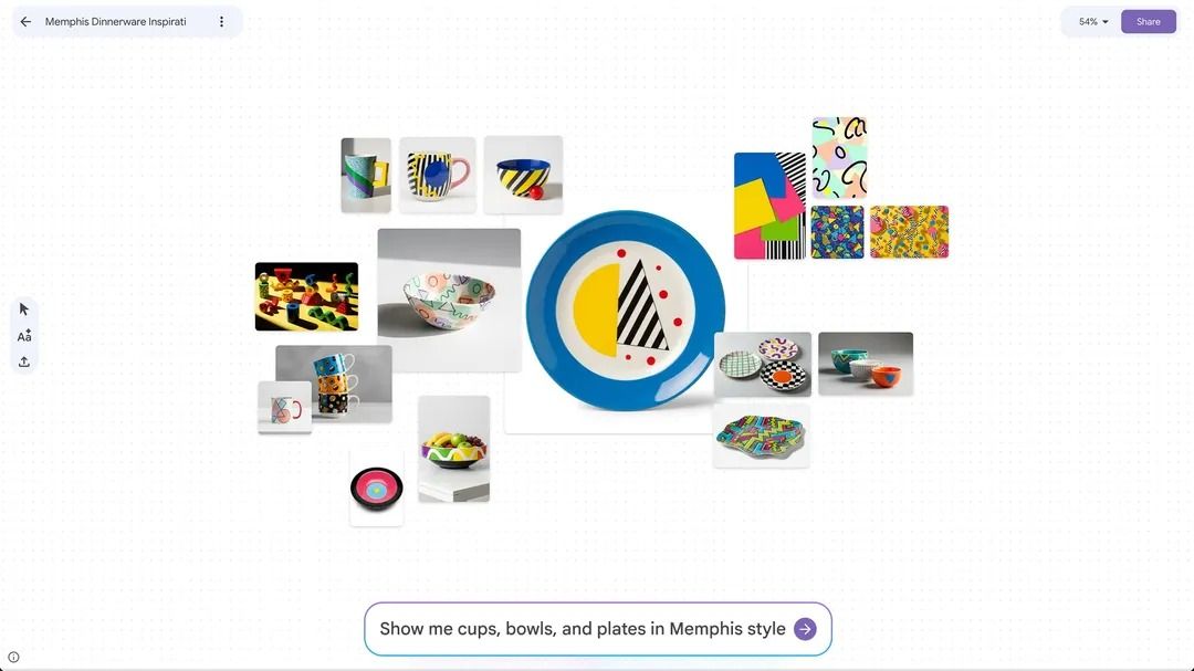 Google Mixboard showing cups, bowls and plates