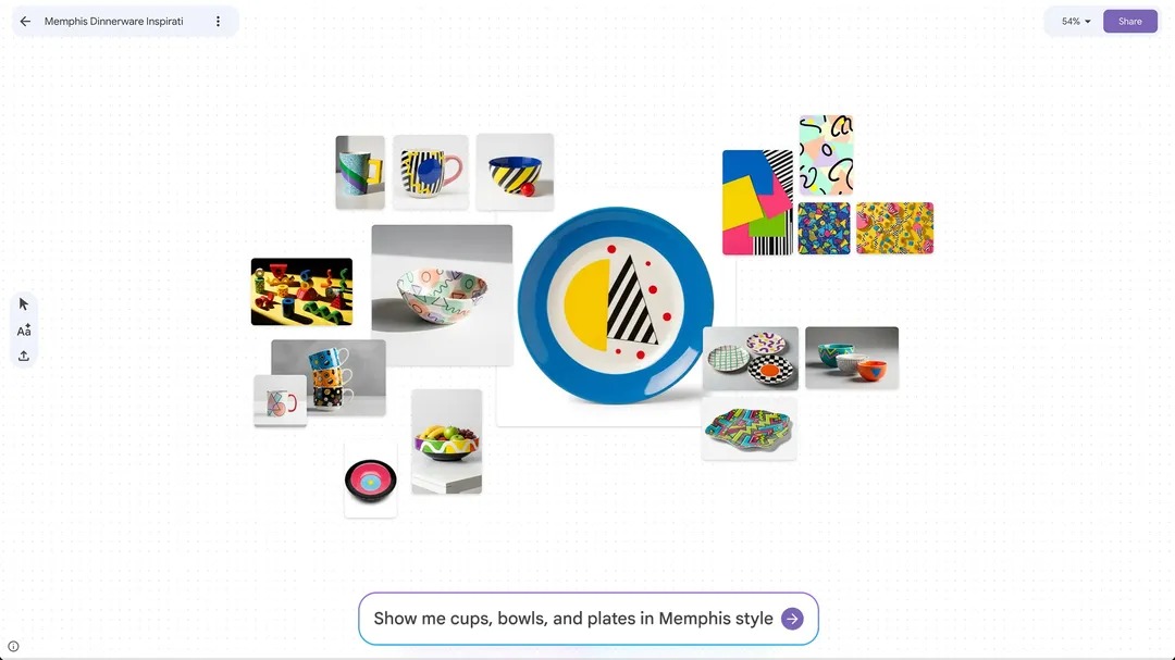 Google Mixboard showing cups, bowls and plates