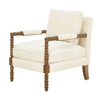 Pioneer Woman Harper Spindle Accent Chair, Antique White Fabric Upholstery