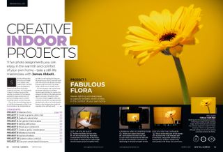 Image showing the first two pages of the cover feature of issue 291 (March 2025) of Digital Camera magazine, a 12-page masterclass about indoor photography projects to enjoy in the winter