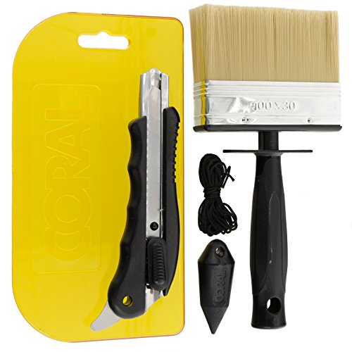 Coral 69505 Paperwiz Original Wallpaper Tool Kit With Knife Brush and Plumb Bob for Paper-Hanging 4 Piece Pack Set