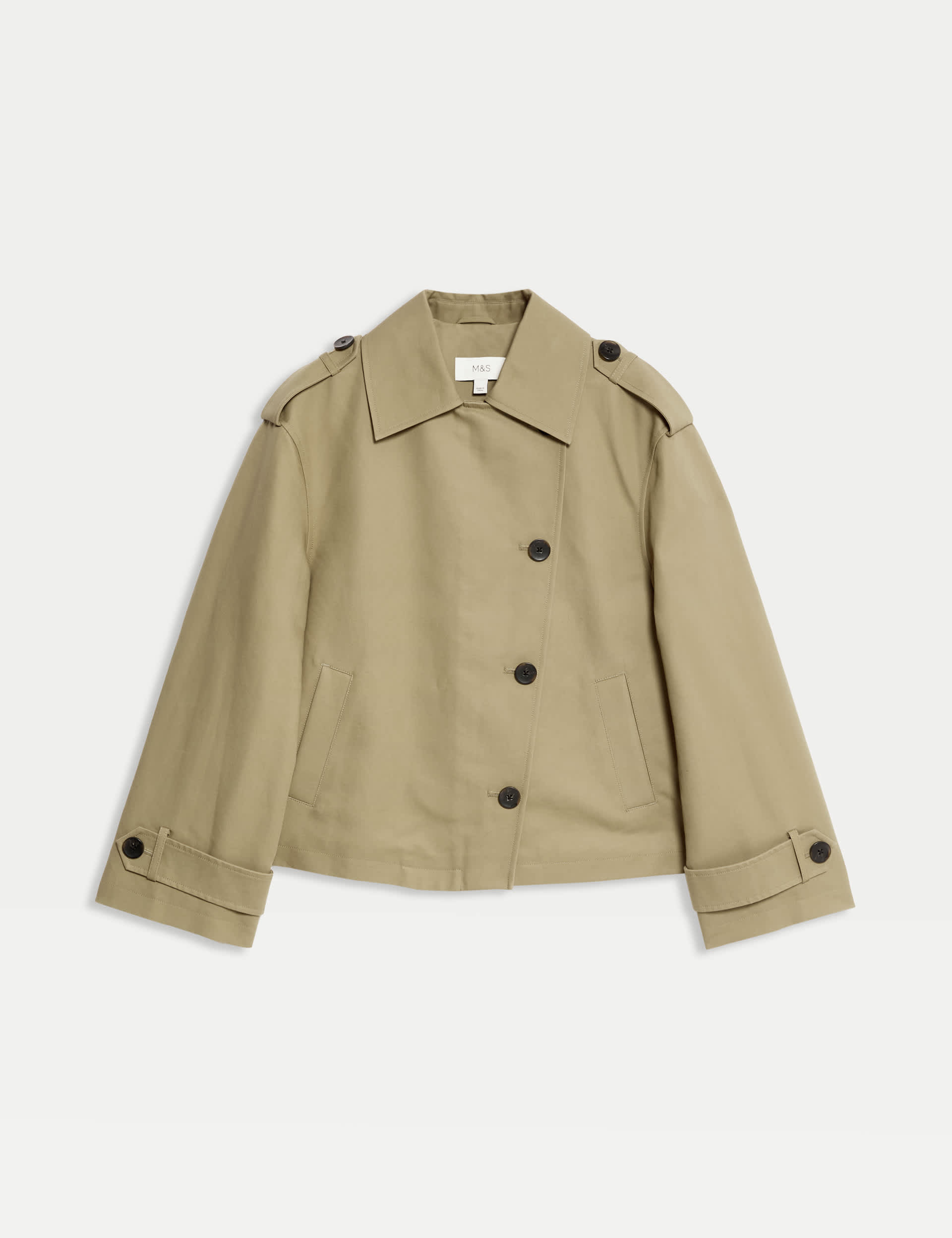 Cotton Rich Asymmetric Short Trench Coat