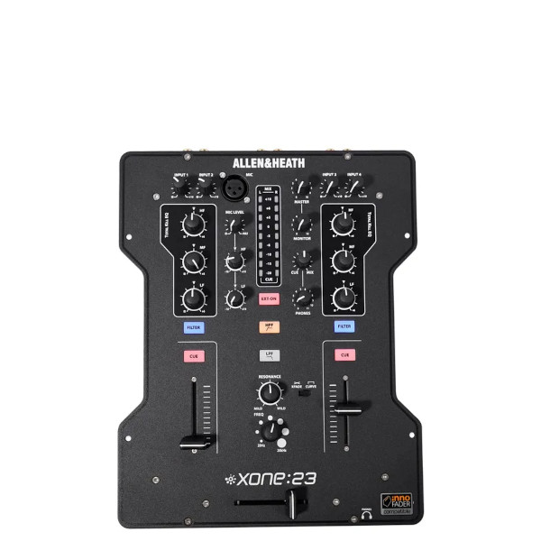 The Allen & Heath Xone:23 DJ mixer on a white background