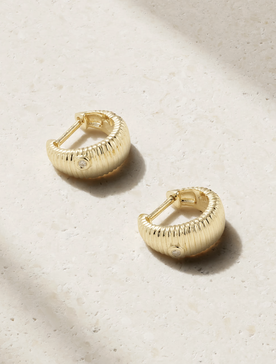 YVONNE L&amp;Eacute;ON, 9-Karat Gold Diamond Hoop Earrings