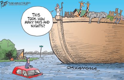 Political Cartoon U.S. Oklahoma Flood Climate Change Noah's Ark