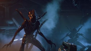 An image of two Xenomorphs approaching a player during the upcoming PS5 game, Alien: Rogue Incursion.