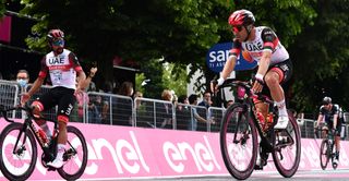 Fernando Gaviria shows his frustration on stage two of the Giro d'Italia 2021