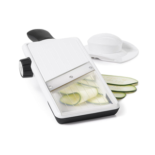 Joseph Joseph Multi-Grip Kitchen Mandoline, Adjustable Fruit and Vegetable Slicer, 3-Slice Thickness, With Precision Food Grip, Green, 16