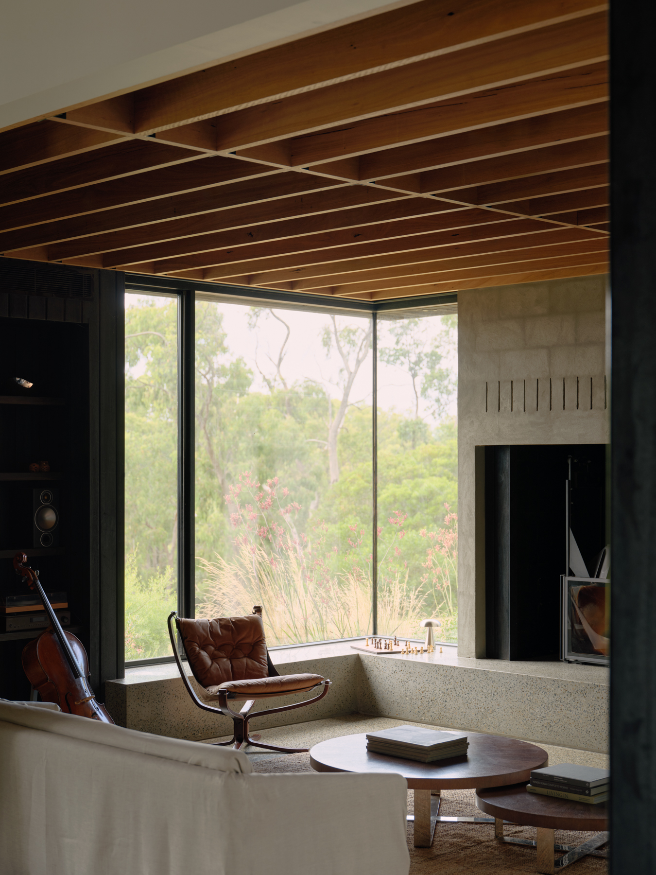 a rural house in australia, designed to be minimalist and surrounded by nature