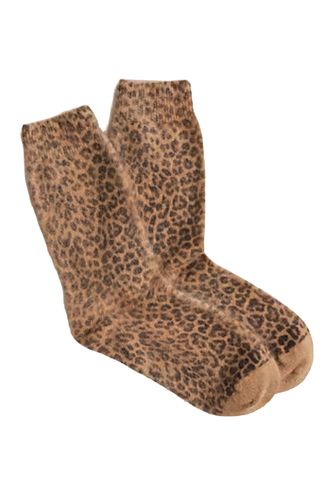 Brushed Cashmere Socks in Leopard Print