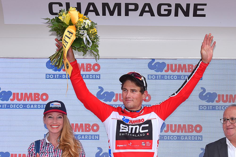Silvan Dillier on the Tour de Suisse podium after stage 4