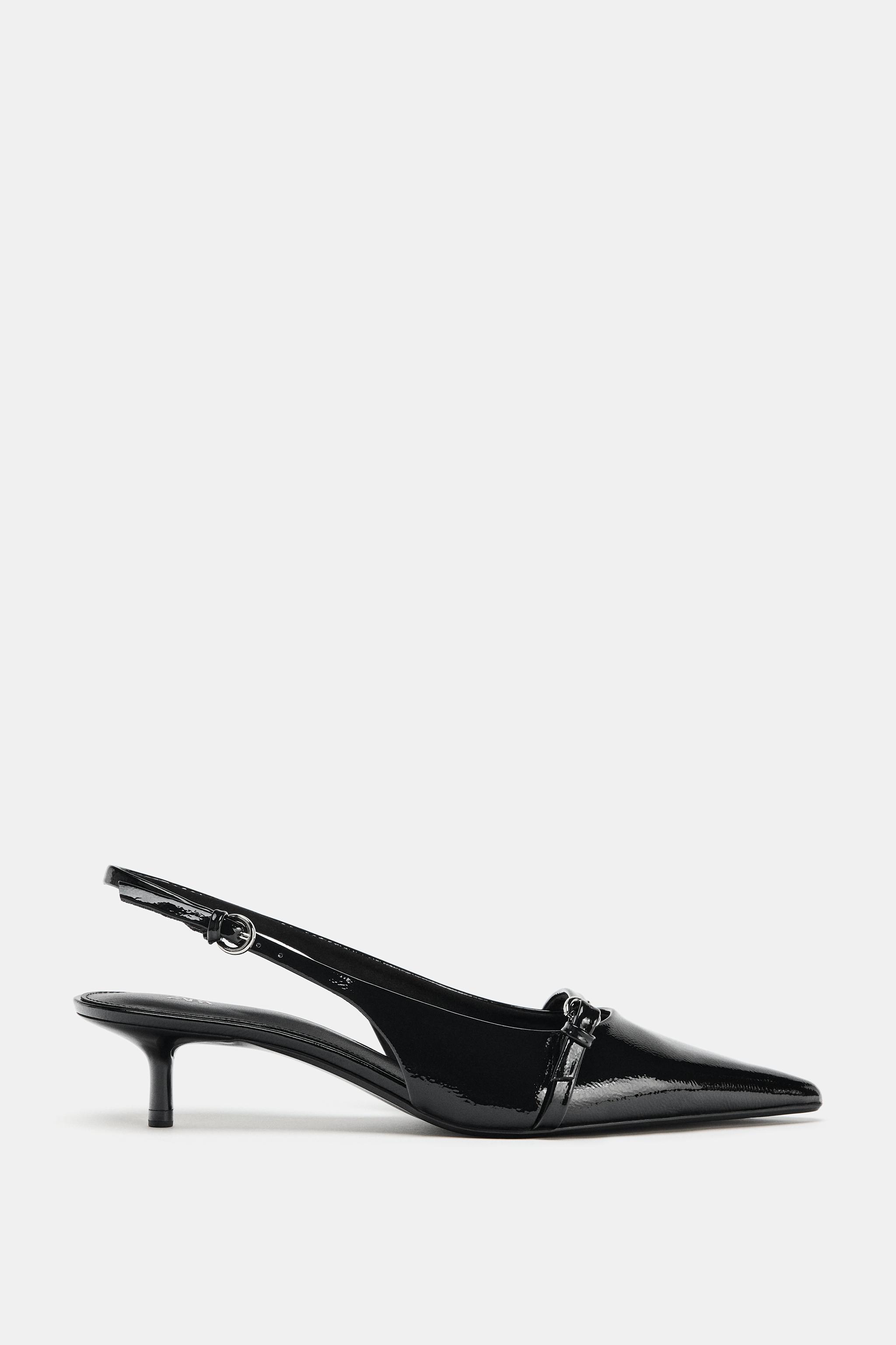 Patent Finish Kitten Heel Slingbacks