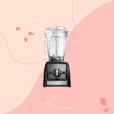 Vitamix blender superimposed on a pink background