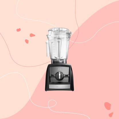 Vitamix blender superimposed on a pink background