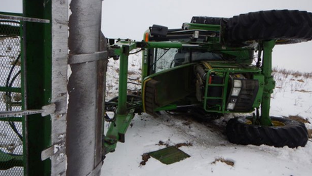 Canadian Mounties hitched a ride on a snowmobile to chase a stolen tractor