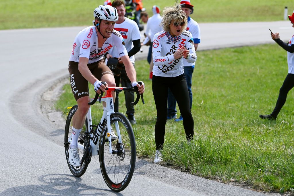 LIENZ AUSTRIA APRIL 21 Nicolas Prodhomme of France and AG2R Citroen Team competes in the breakaway during the 45th Tour of the Alps 2022 Stage 4 a 1424km stage from Villabassa to Kals am Grossglockner 1336m TouroftheAlps on April 21 2022 in Lienz Austria Photo by Tim de WaeleGetty Images