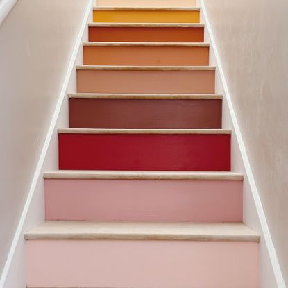 A painted rainbow staircase