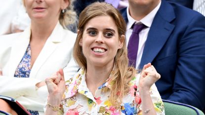 Princess Beatrice of York cheers at Day 9 of Wimbledon 2024