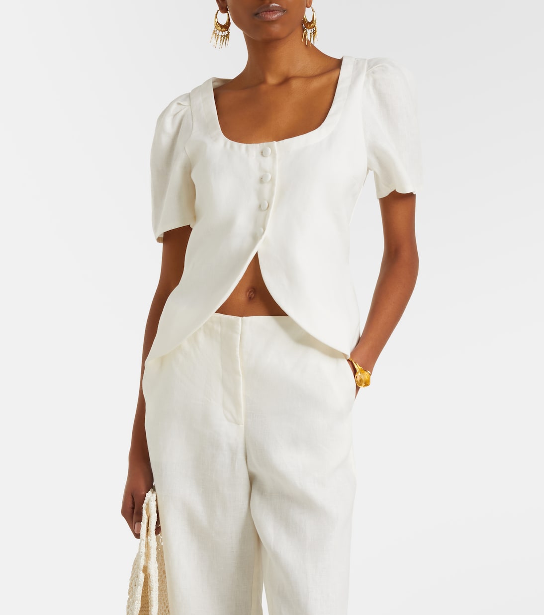 Emma Linen Top in White - Faithfull