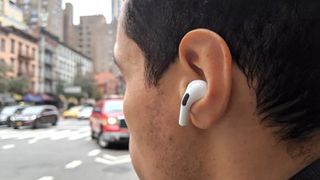 The AirPods Pro being tested in New York City