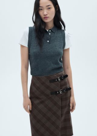 Check Skirt With Double Belt - Women | Mango United Kingdom