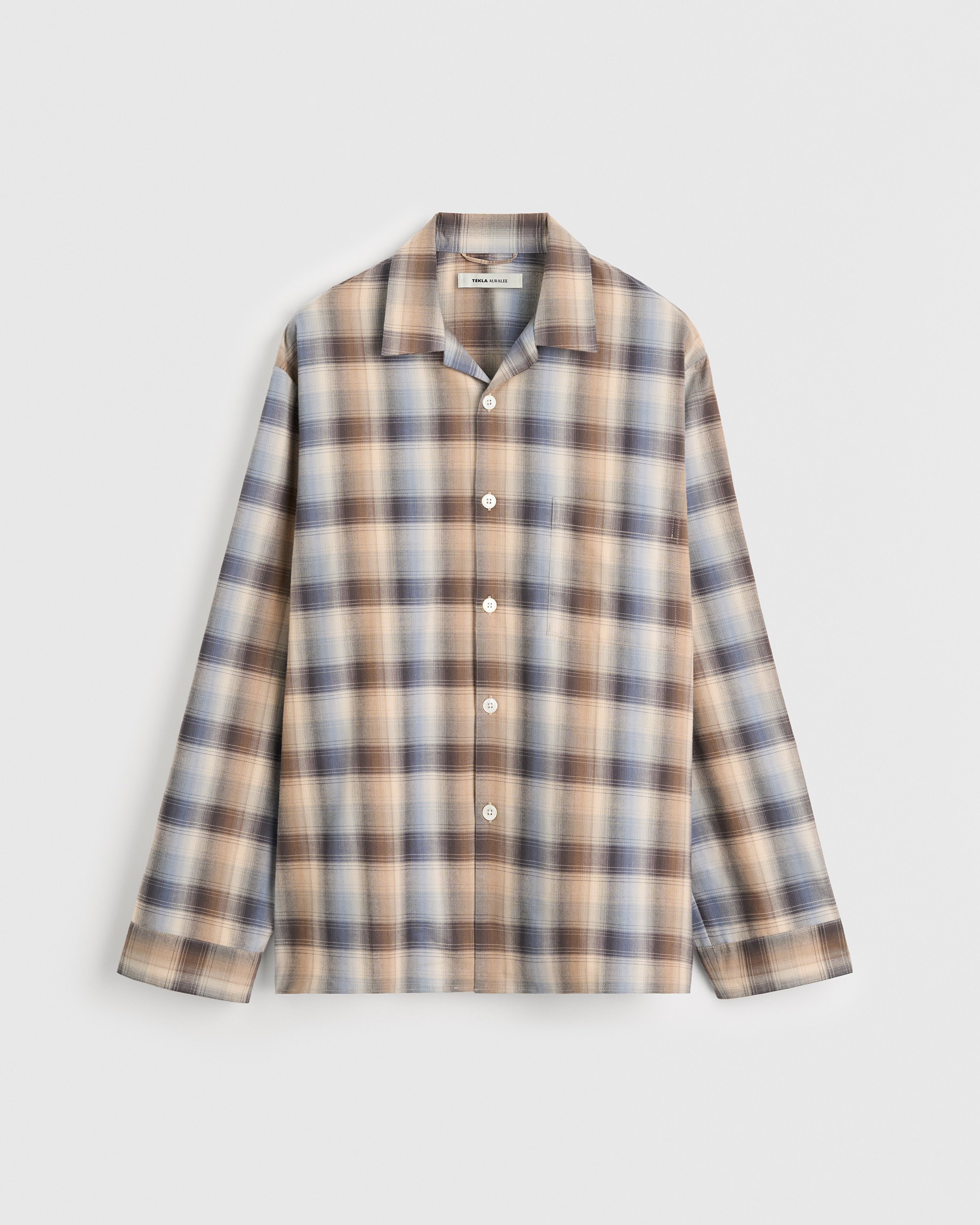 Tekla Fabrics Lightweight Flannel Long-Sleeved Shirt - Dawn Checks Xs