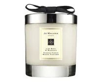  Jo Malone Lime Basil and Mandarin candle with metal lid and black bow on top