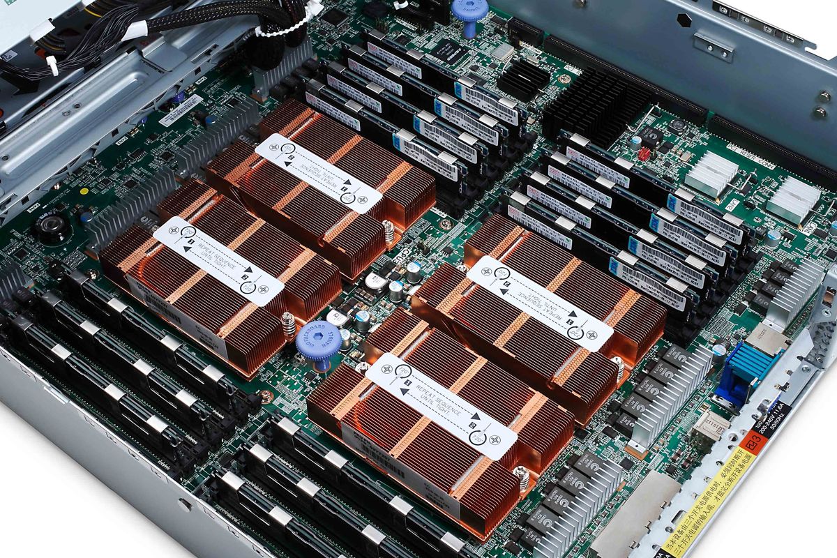 The x3755 M3 and its four Opteron 6172 processors have an impressive number of physical cores.