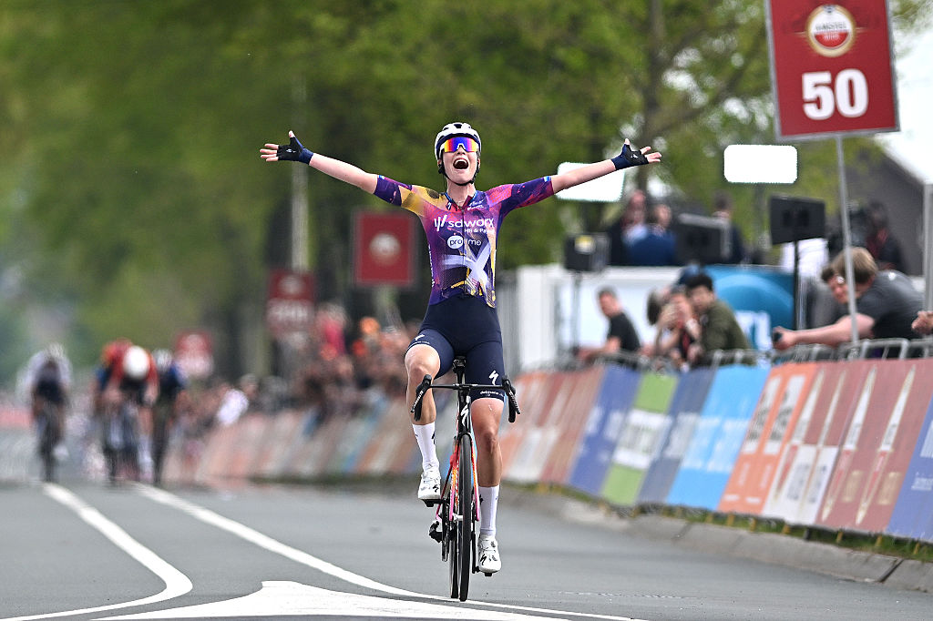 Mischa Bredewold (Team SD Worx-Protime) celebrates winning the 11th Amstel Gold Race Ladies Edition 2025 between Maastricht and Berg en Terblijt on April 20, 2025 (Photo by Luc Claessen/Getty Images)