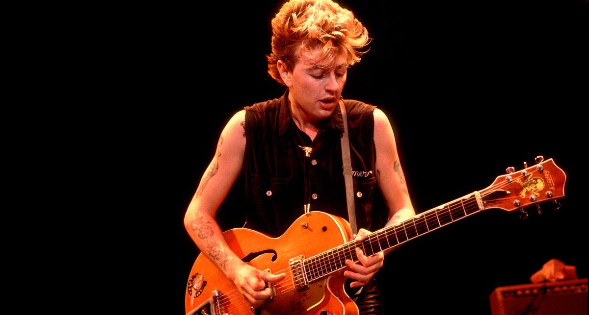 Brian Setzer plays a Gretsch Chet Atkins onstage in Chicago, 1983