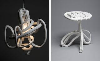 Left, Materialised Sketch of a Chandelier, by Front Design and Right, Materialised Sketch of a Table, by Front Design