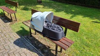 Thule Shine air purifier canopy on a bench outside