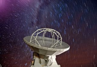 Star Trails Over an ALMA Telescope