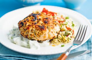 turkey burgers with couscous and tzatziki