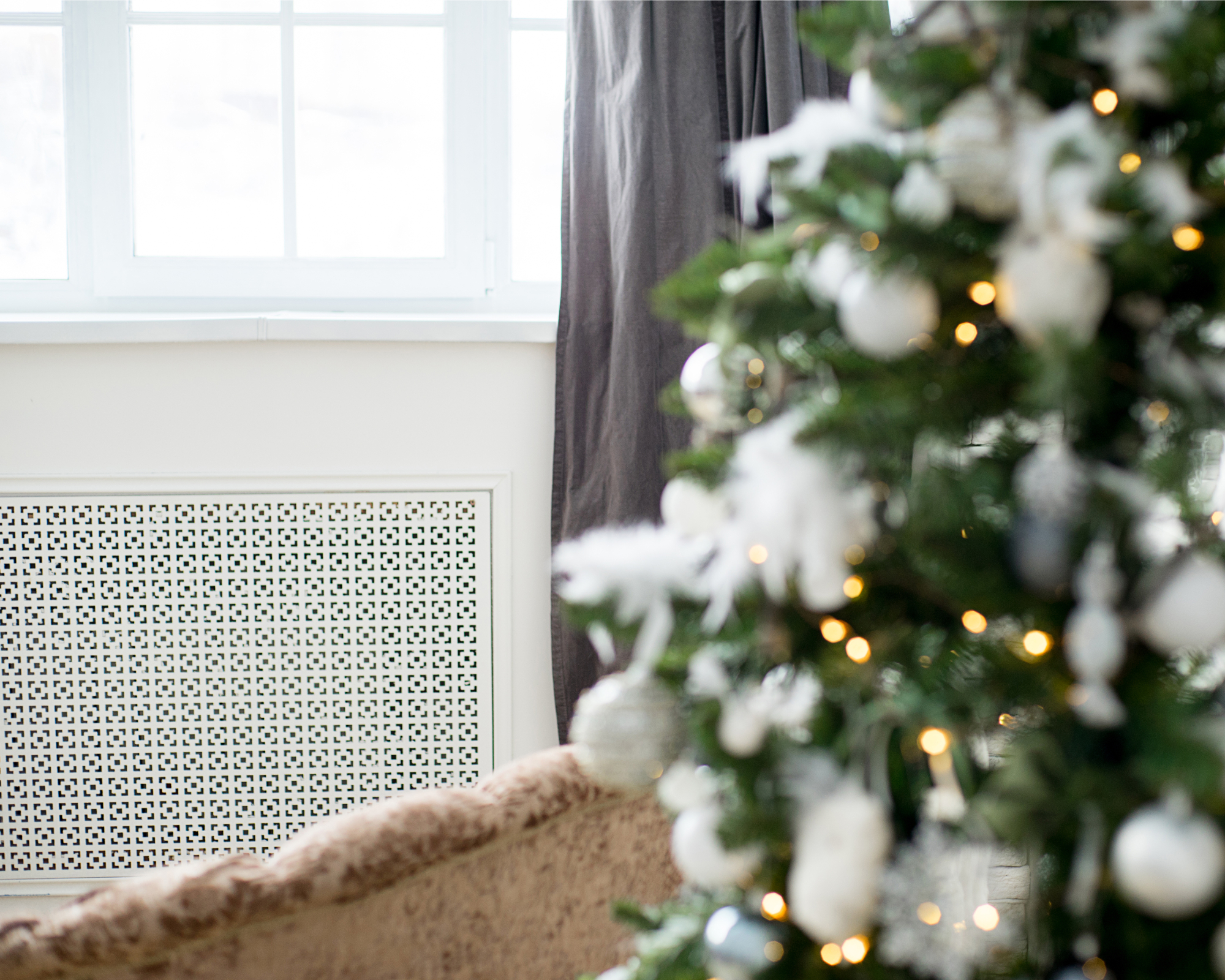 heating vent by a christmas tree