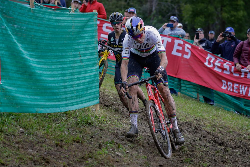 Wout van Aert leads Toon Aerts during the Iowa City World Cup