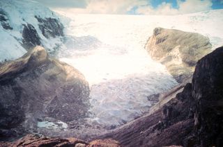 Qori Kalis Glacier, an outlet glacier of the Quelccaya ice cap, in Peru is shown here in 1978.