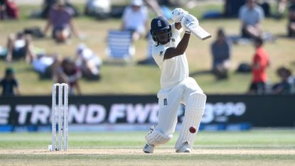 England’s Jofra Archer bats during the final day of the first Test against New Zealand 