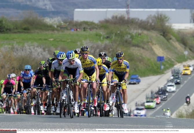 Orica-GreenEdge at the front of the bunch