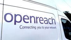 Openreach branding and company motto pictured on the side of a company vehicle.
